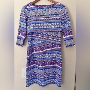 J.McLaughlin Nicola Crete Brocade Layered Red White & Blue Midi Dress S